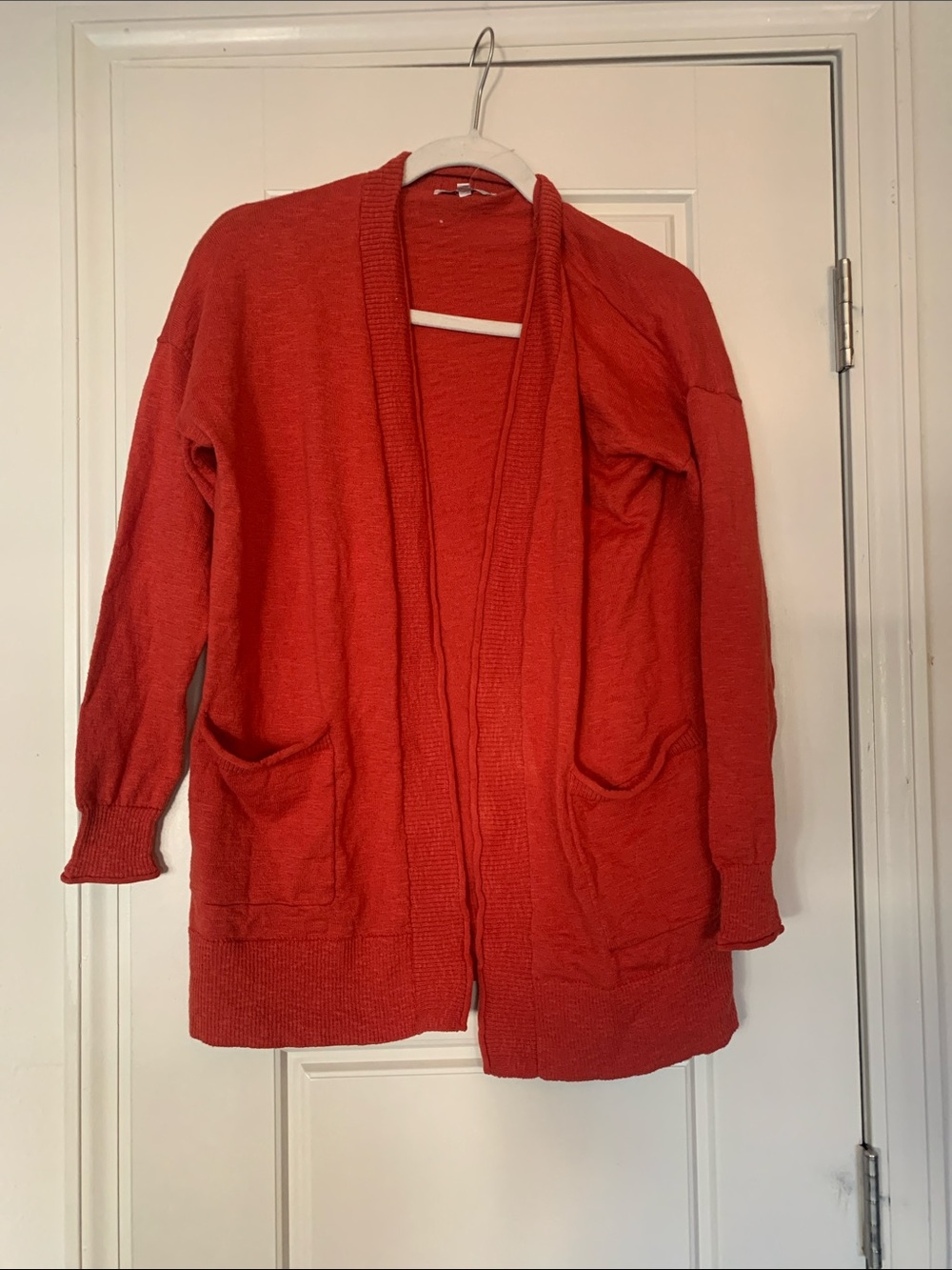 Madewell Open-Front Red Cardigan with Pockets Size Small